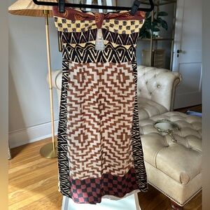 Verb Aztec printed brown strapless dress